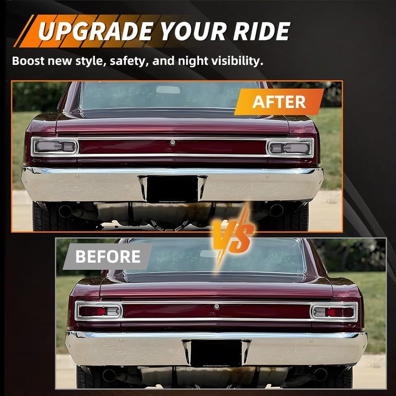 MOTRUM Tail Light Lens Compatible with Chevy Chevelle 1966, [DOT] [IP67 Waterproof] Tail Lamp Lens (Left + Right), Replace OEM #CH-TL/RL-66, 1 Pair, Smoked Lens - Image 2